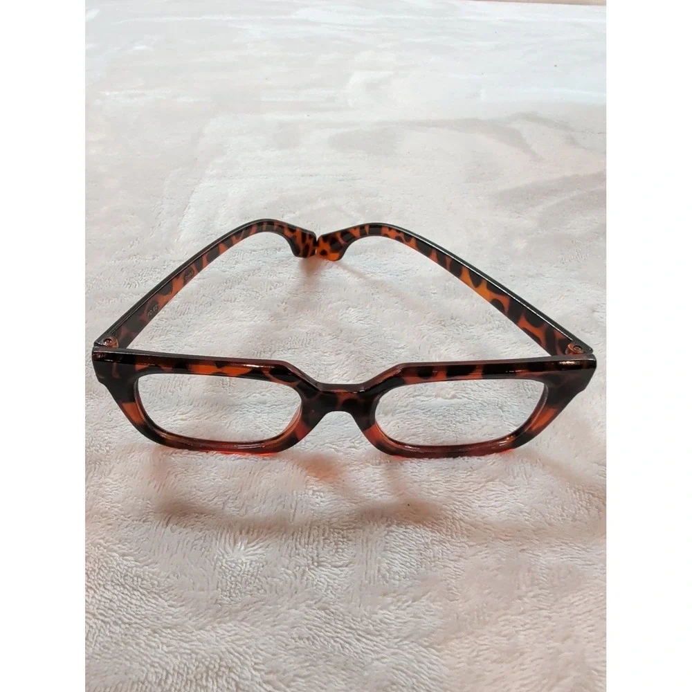 Tortoise‎ Shell Rectangular Eyeglass Frames Chunky Brn Amber Glasses Frames Only